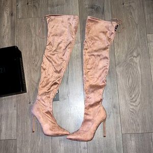 Thigh high mauve boots